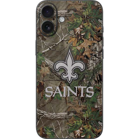 NFL New Orleans Saints Realtree Xtra Green Camo iPhone 16 Plus Skin